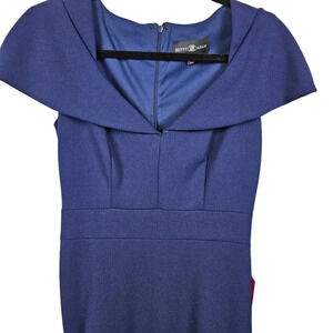 Betsy & Adam Blue Cap Sleeve Full‎ Length Gown Dress Slit Size 6 NWT New